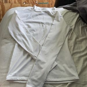 White Nike pro dry fit long sleeve